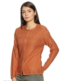 Clapton Acrylic Blend Round Neck Full Sleeve Casual Solid Winter Wear Cardigans For Women - XXXL